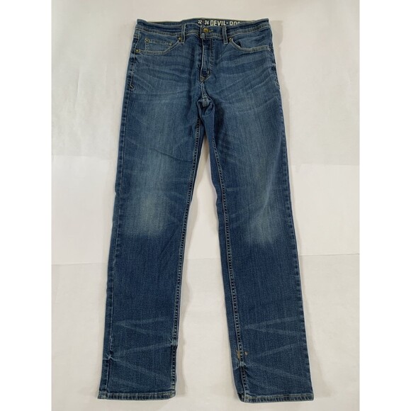 Devil Dog Jeans Mens 32x34 (32x32) Blue Slim Straight Denim Cowboy Preppy - Picture 1 of 11